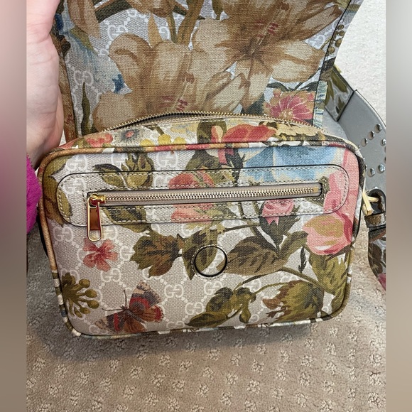 Gucci Bag- Small GG Supreme Monogram Water Flora Web Ophidia Flap Shoulder Bag - Picture 4 of 6